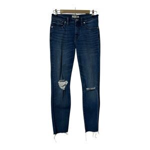 Madewell Womens Size 28 Cotton Blend Distressed 9" High Rise Skinny Crop Jeans